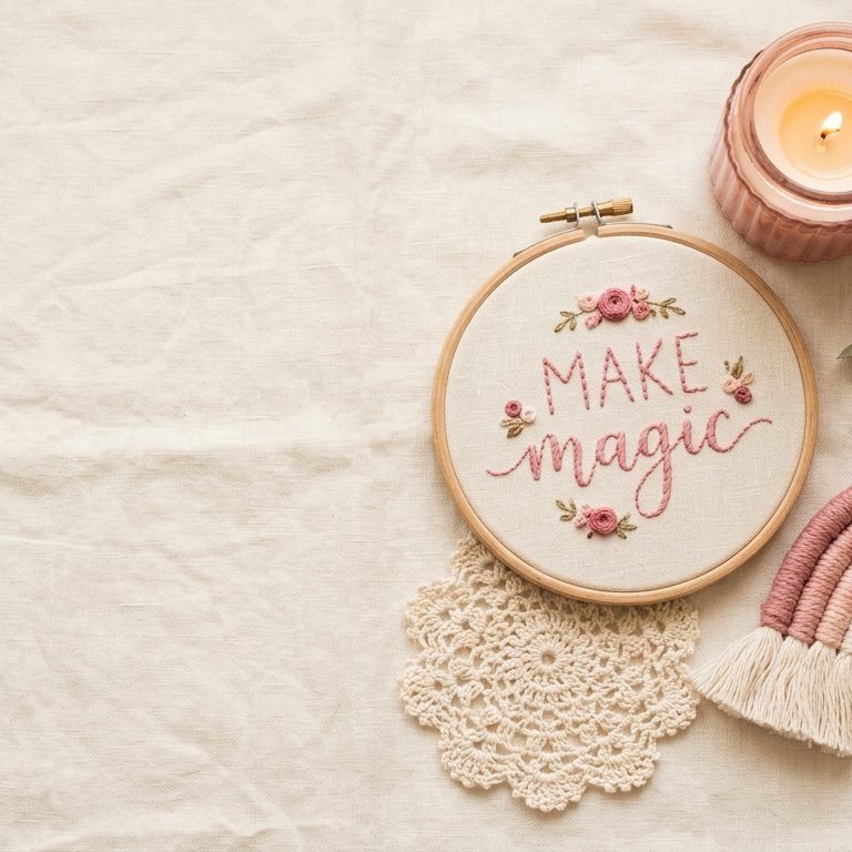Handmade crafts flat lay