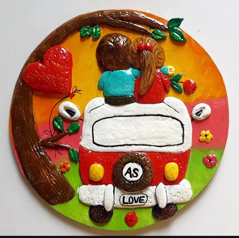 Handcrafted Couple Love Car Photo Frame