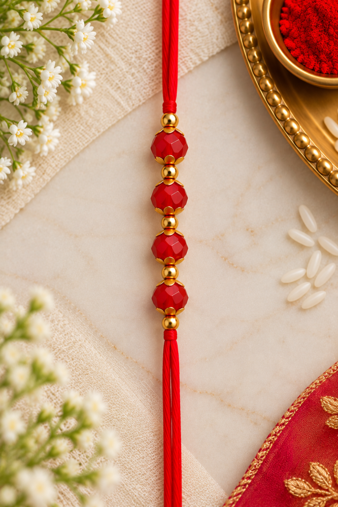 Handmade Designer Pearl & Crystal Rakhi — view 2
