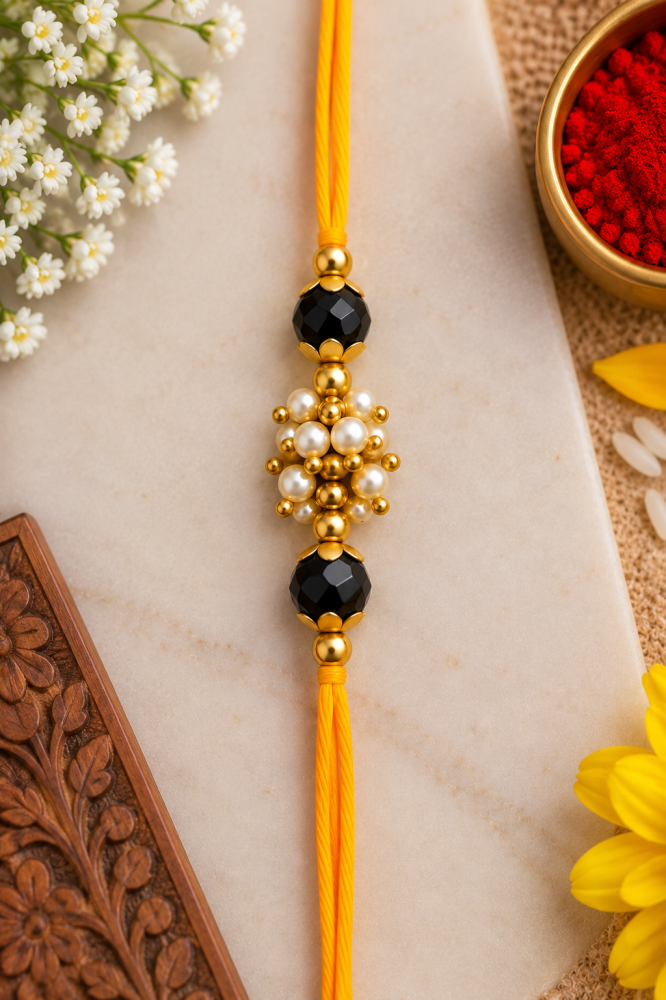 Handmade Designer Pearl & Crystal Rakhi — view 3