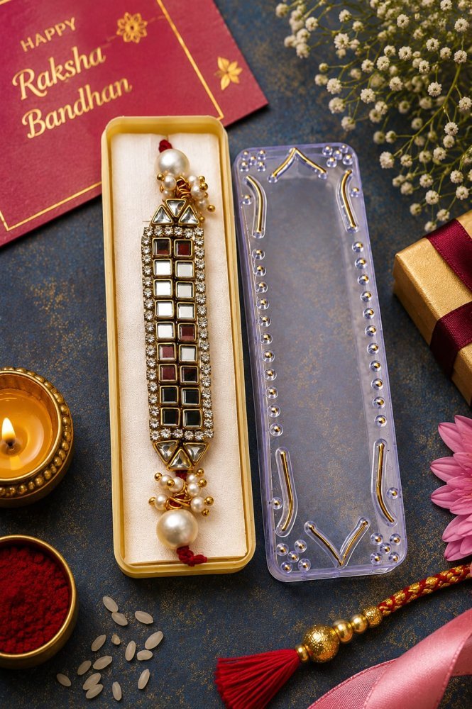 Handmade Designer Pearl & Crystal Rakhi